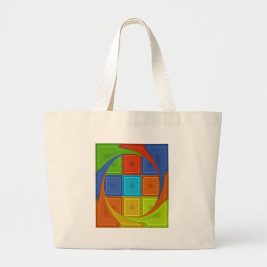 Geruite Wervelende Kunstprint Grote Tote Bag (Voorkant)