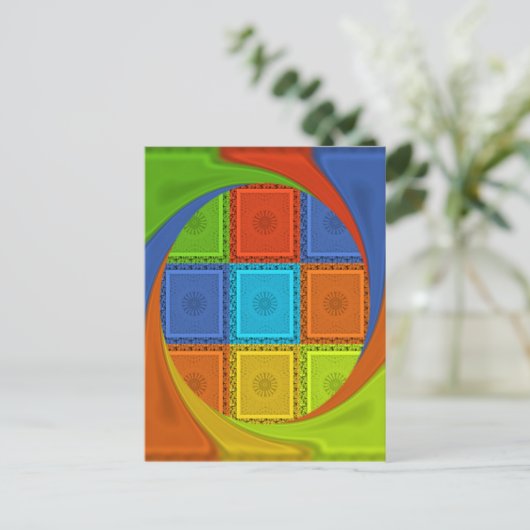 Geruite Whirl Art Print Briefkaart (Staand voorkant)