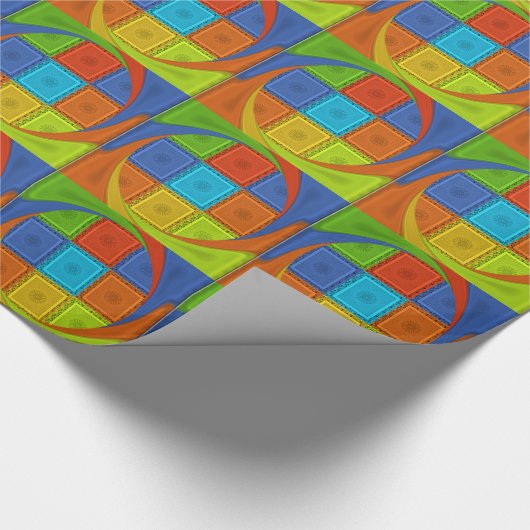 Geruite Whirl Art Print Cadeaupapier (Hoek)