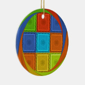 Geruite Whirl Art Print Keramisch Ornament (Rechts)