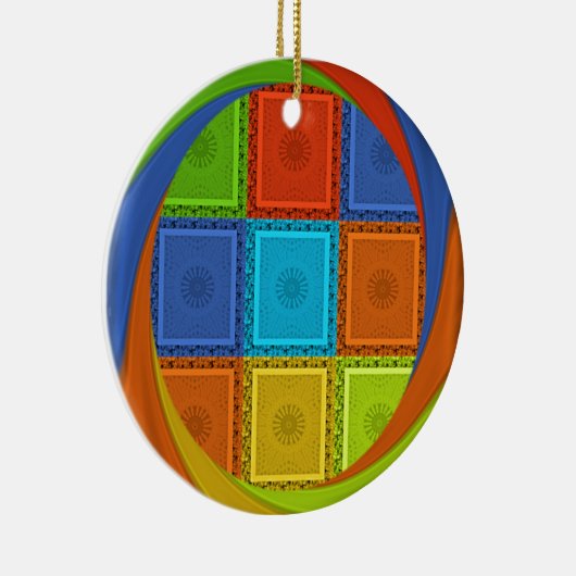 Geruite Whirl Art Print Keramisch Ornament (Rechts)