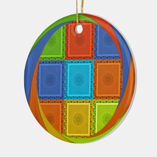 Geruite Whirl Art Print Keramisch Ornament (Links)