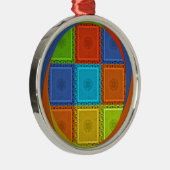 Geruite Whirl Art Print Metalen Ornament (Rechts)