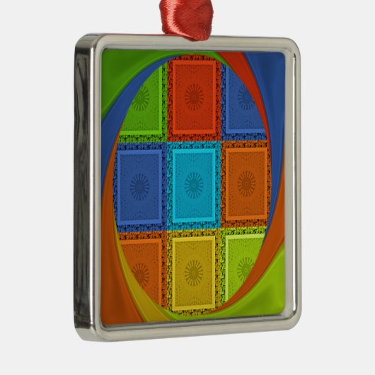 Geruite Whirl Art Print Metalen Ornament (Rechts)