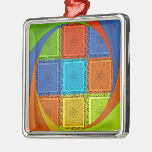 Geruite Whirl Art Print Metalen Ornament (Links)