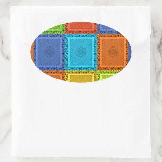 Geruite Whirl Art Print Ovale Sticker (Tas)