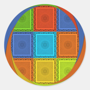 Geruite Whirl Art Print Ronde Sticker