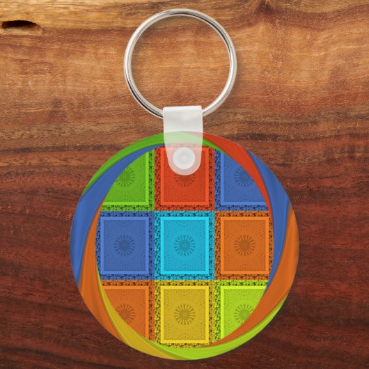 Geruite Whirl Art Print Sleutelhanger (Voorkant)