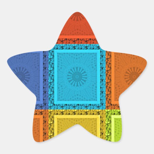 Geruite Whirl Art Print Ster Sticker (Voorkant)