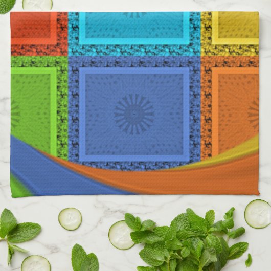 Geruite Whirl Art Print Theedoek (Gevouwen)