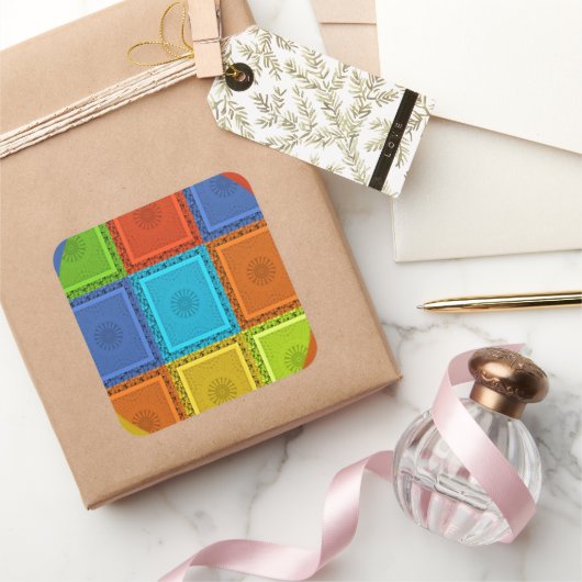 Geruite Whirl Art Print Vierkante Sticker (Geschenken)