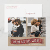 Geruite winter sjaal Kerstkaart - Baksteen Feestdagenkaart (Voorkant / Achterkant)