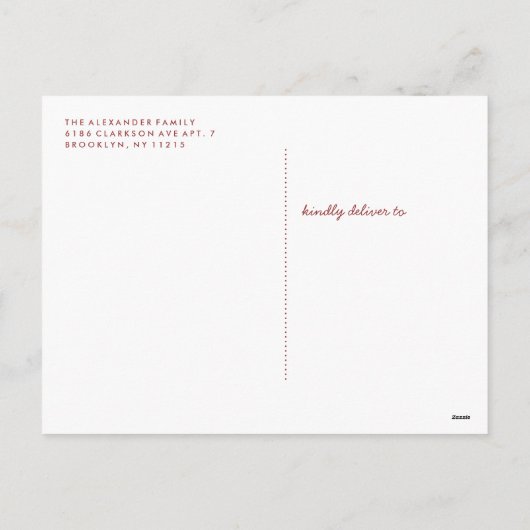 Geruite winter sjaal Kerstkaart - Baksteen Feestdagenkaart (Achterkant)