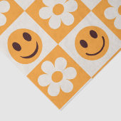 Geruite witte bloemen en Oranje blije gezichten Tissuepapier (Detail)