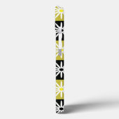 Geruite witte bloemen op zwarte gele vierkanten Case-Mate iPhone case (Achterkant / Links)