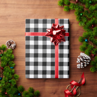 Geruite witte en zwarte Buffalo Plaid Cadeaupapier