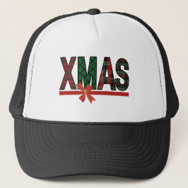 Geruite XMAS Rode Strik Truckerhoed Trucker Pet