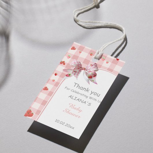 Geruite Zoete Roze Coquette Baby Shower Cadeaulabel