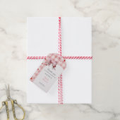 Geruite Zoete Roze Coquette Baby Shower Cadeaulabel (Met Touw)