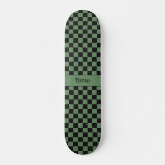 Geruite Zwart Groen Geruit Patroon Naam Persoonlijk Skateboard