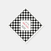 Geruite zwart-wit afstudeerfeest servet (Hoek)