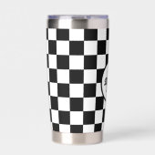 Geruite zwart-wit geometrische retro Monogram Geïsoleerde Drinkbeker (Voorkant)