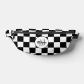 Geruite zwart-wit geometrische retro Monogram Heuptasje (Liggend)