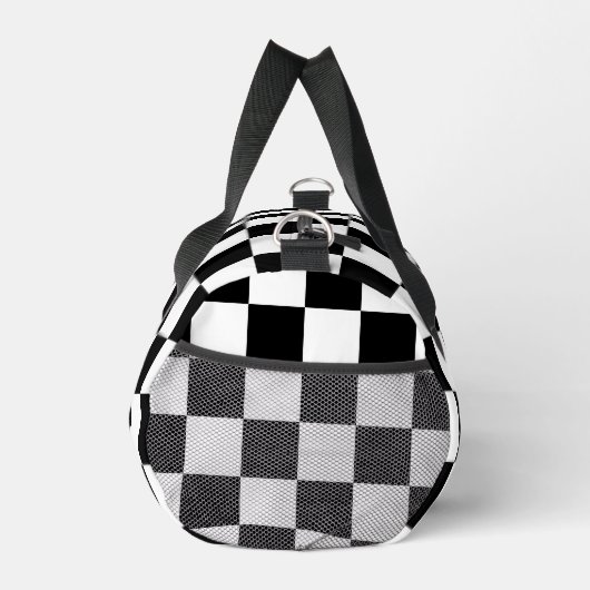 Geruite zwart-wit geometrische retro Monogram Plunjezak (Rechts)