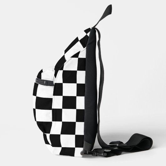 Geruite zwart-wit geometrische retro Monogram Sling Bag (Rechts)