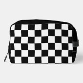 Geruite zwart-wit geometrische retro Monogram Toilettasje (Achterkant)