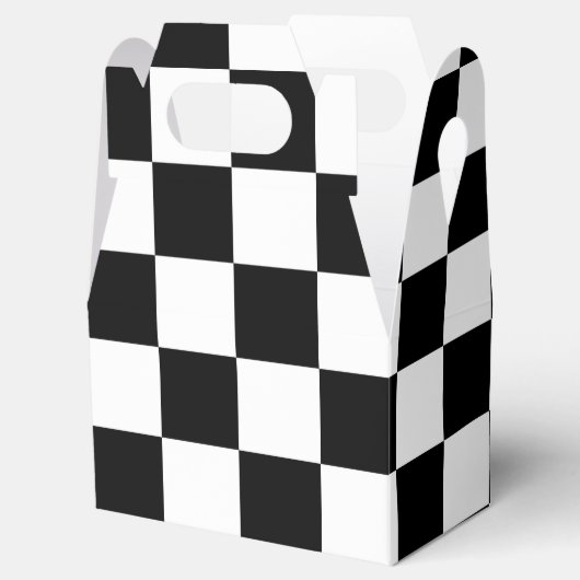 Geruite zwart-wit gevelgunst box bedankdoosjes (Geopend)