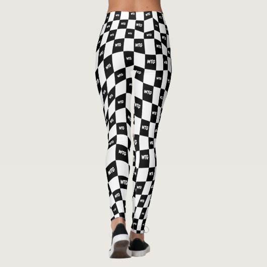 Geruite zwart-wit racecircuit retro jaren '70 leggings (Achterkant)
