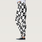 Geruite zwart-wit racecircuit retro jaren '70 leggings (Links)