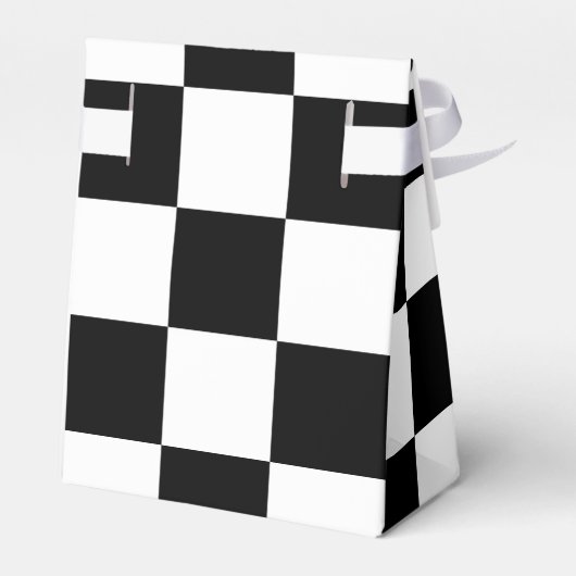 Geruite zwart-wit tent gunst box bedankdoosjes (Achterkant)