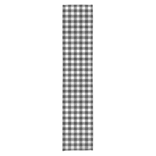 Geruite Zwarte En Witte Plaid Korte Tafelloper (Voorkant)
