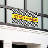 Geruite zwarte en witte race START-eindstreep Spandoek (Buitenkant Gebouw)