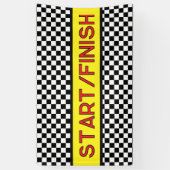 Geruite zwarte en witte race START-eindstreep Spandoek (Verticaal)