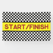 Geruite zwarte en witte race START-eindstreep Spandoek (Horizontaal)