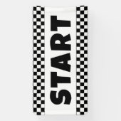 geruite Zwarte en witte Racing START-lijn auto Spandoek (Verticaal)