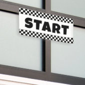 geruite Zwarte en witte Racing START-lijn auto Spandoek (Buitenkant Gebouw)
