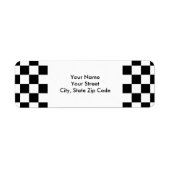 Geruite zwarte en witte retouradres etiket (Voorkant)