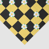 Geruite zwarte gele witte bloemen tissuepapier (Detail)