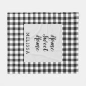 Geruite Zwarte Witte Gingham Fleece Deken (Voorkant (Horizontaal))