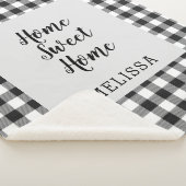 Geruite Zwarte Witte Gingham Op Maat Sherpa Deken (3/4)