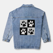 Geruite zwarte witte poten en klauwen denim jacket (Achterkant)