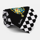 Geruite Zweeden stropdas, Zweedse vlag mode Stropdas (Opgerold)