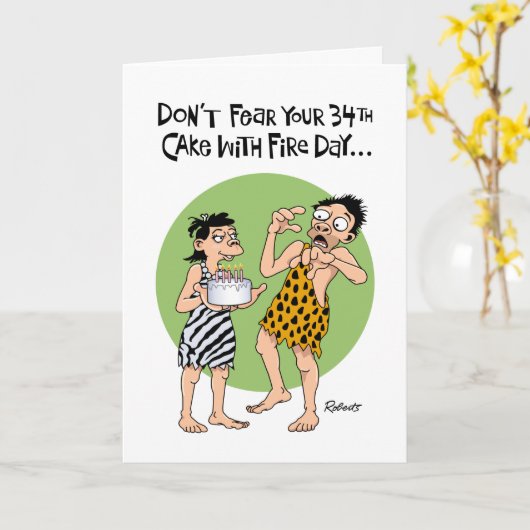 Geruststellende 34e verjaardag Kaart (Gele Bloem)