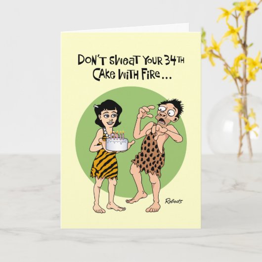 Geruststellende 34ste verjaardag kaart (Gele Bloem)