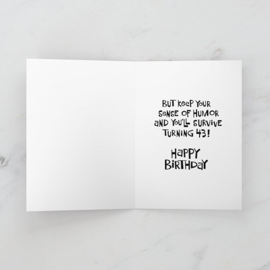 Geruststellende 43e verjaardag kaart (Binnen)