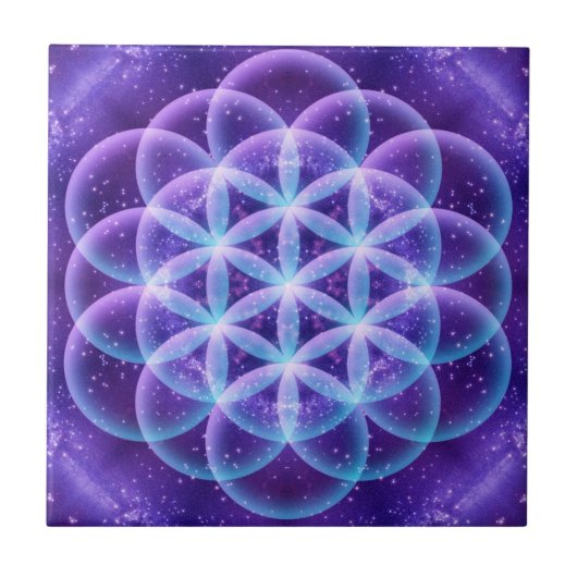 Gesacred Geometry Flower of Life Tegeltje (Voorkant)